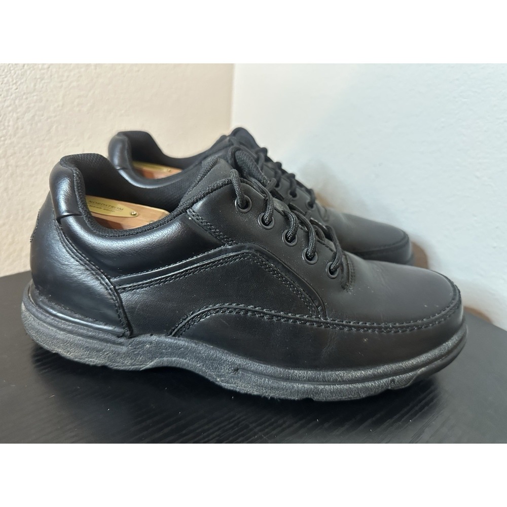 Rockport Ridgefield Eureka Lace Up Walking Shoe Black Leather Sz 10 M